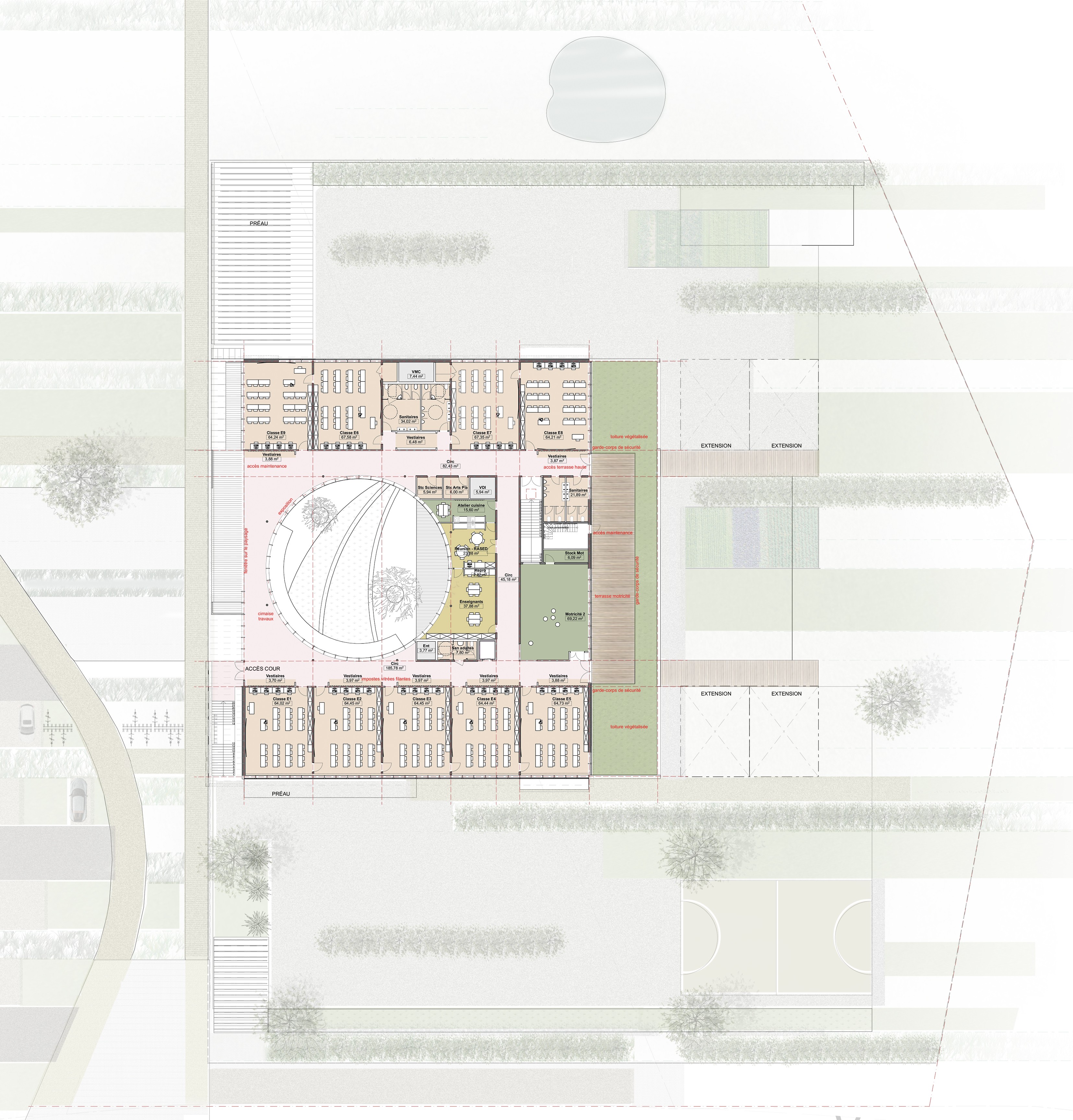 Groupe Scolaire Aimé-Bailleul 15 classes à Guignen (35), par Marc Nicolas Architectures